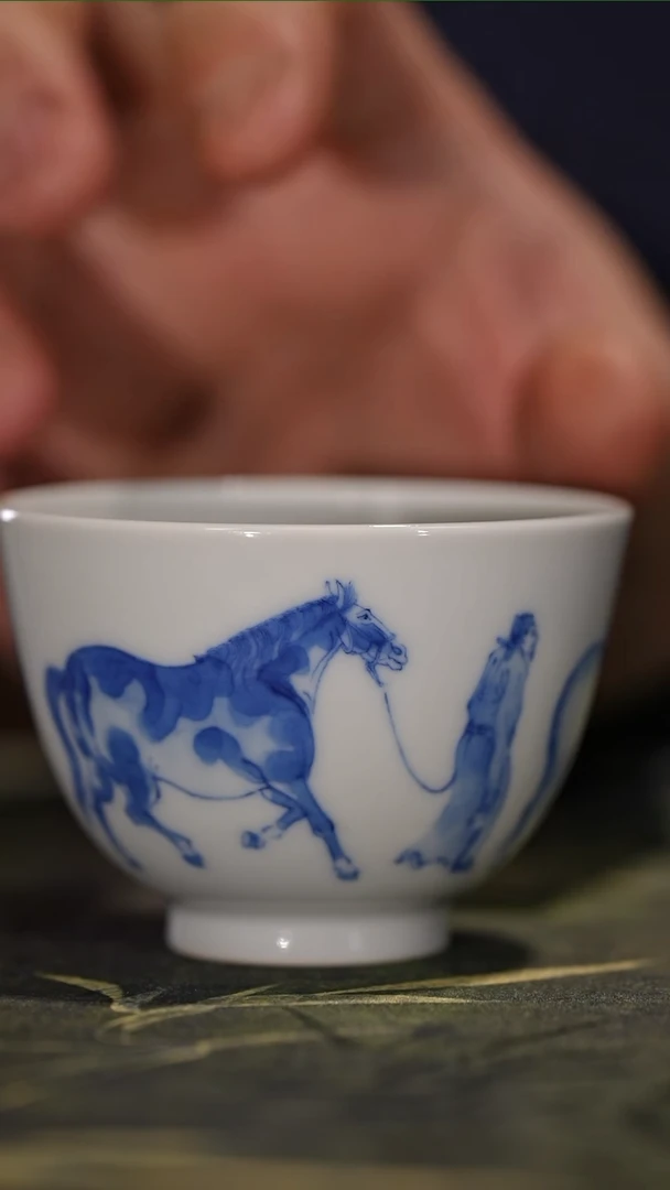 【闪购商品】古官青玉人马图岩茶杯