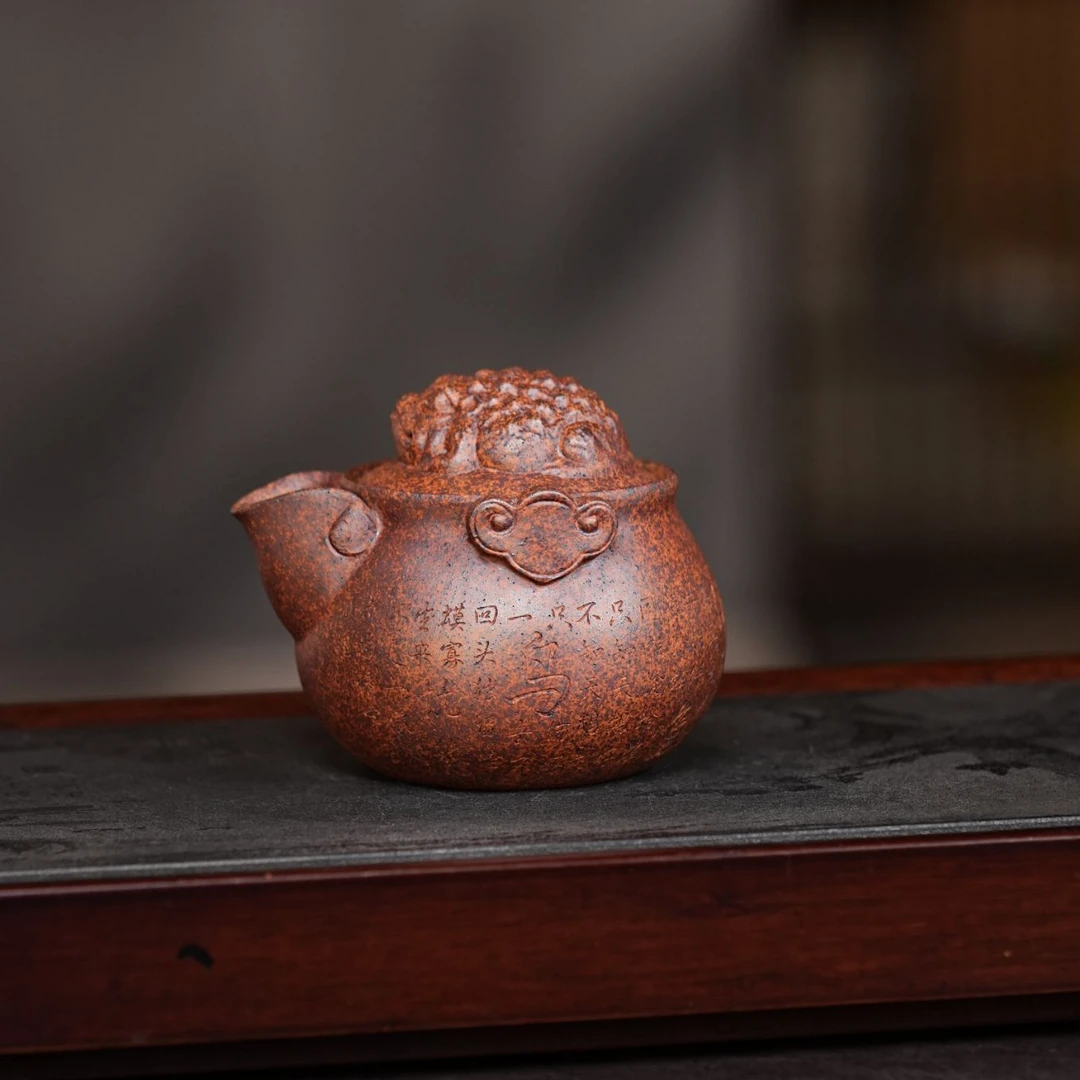 宜兴紫砂龙骨金砂手工制作金蟾手抓壶手抓壶  249