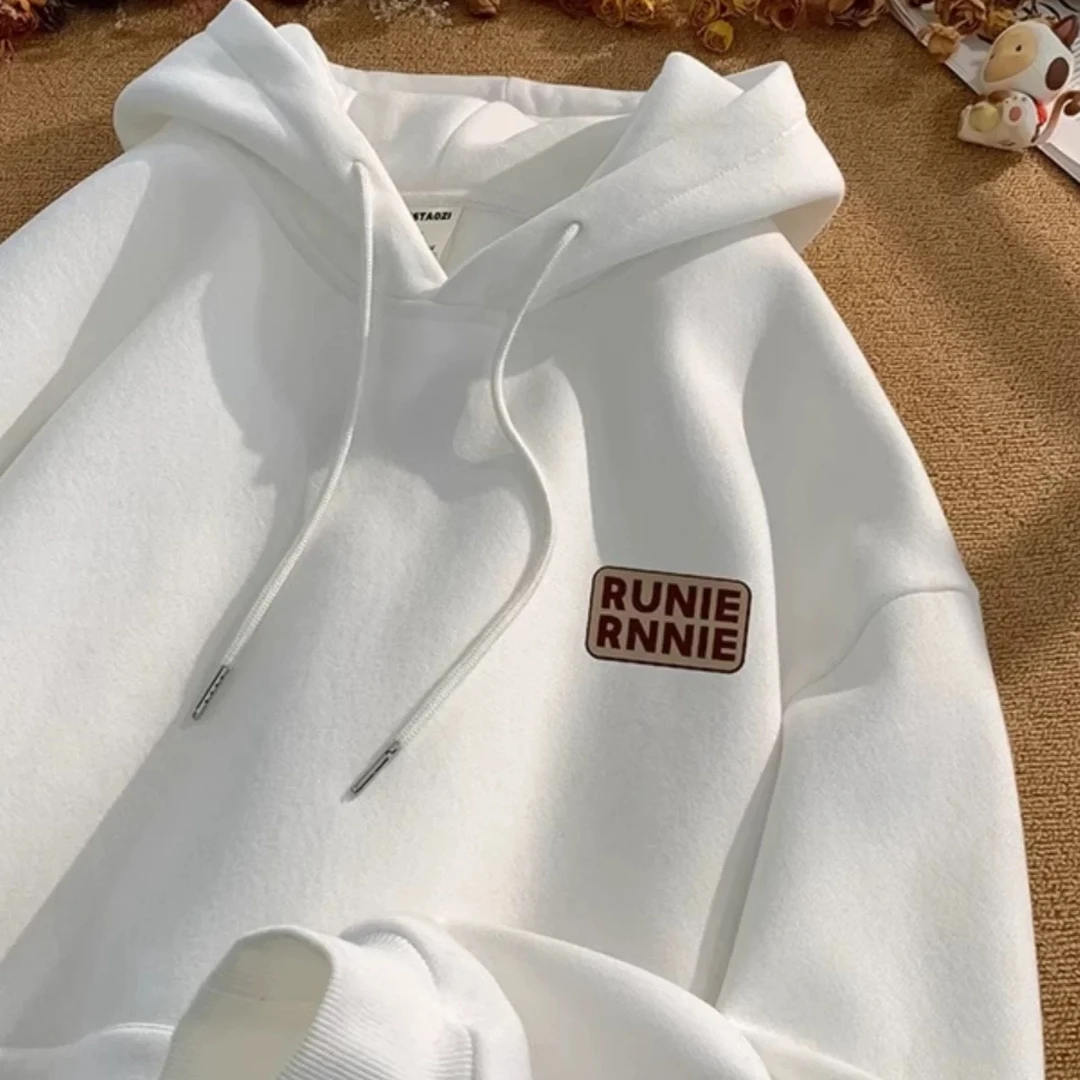 2024秋冬新款连帽加绒加厚纯棉卫衣男女情侣装上衣ins潮牌外套