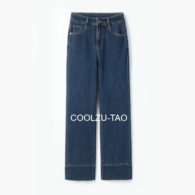 COOLZU-TAO/陶柯竹国际蓝 薯条裤秋冬加绒可卷边四面弹牛仔裤女