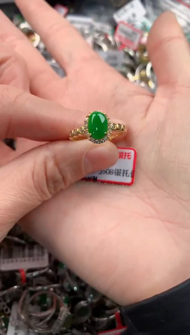 银S925镶嵌戒指翡翠6         5