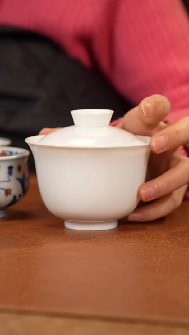 【闪购商品】杯景德镇白胎元宝盖碗