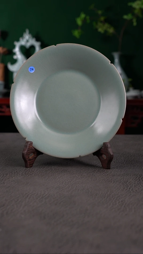 74号柴烧葵口折沿盘一级品有瑕福利~帆