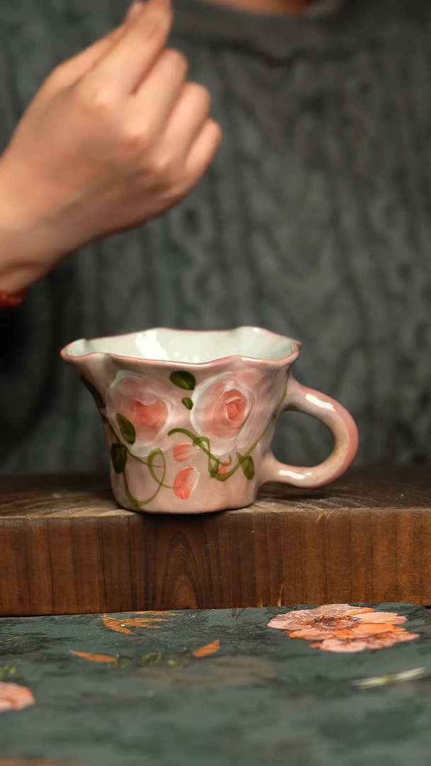 杯釉下彩手工手绘同款陶器