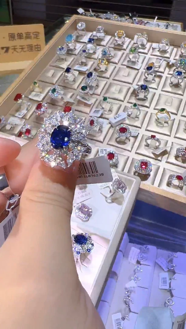 纯铜大理石银镶嵌培育宝石0343