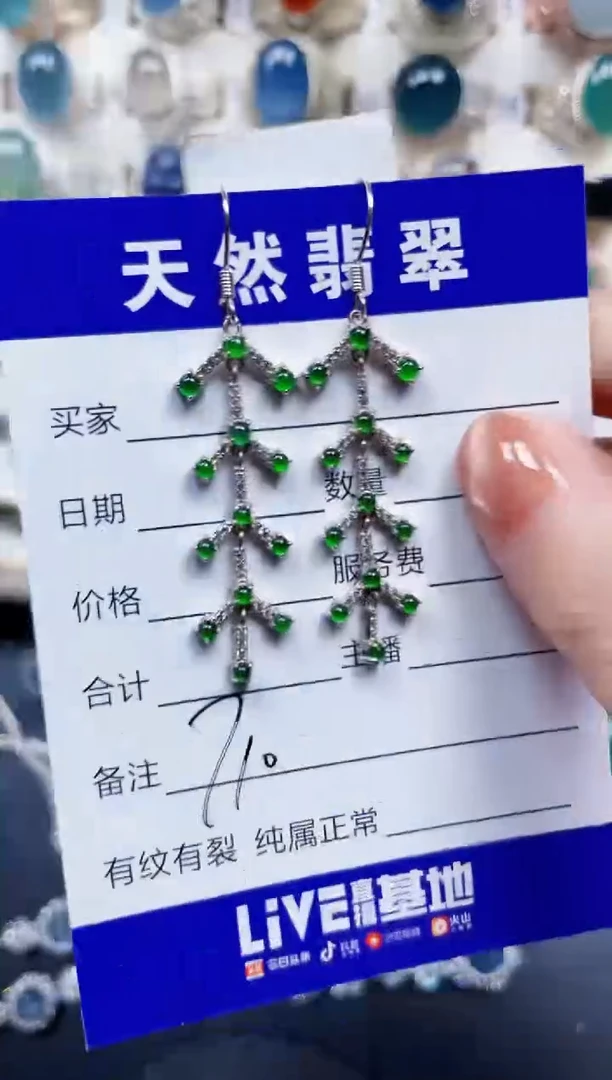 银S925镶嵌翡翠耳饰710