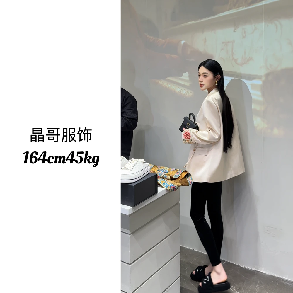 现货【花香】新中式休闲百搭显瘦醋酸春季国风西装盘金绣外套上衣