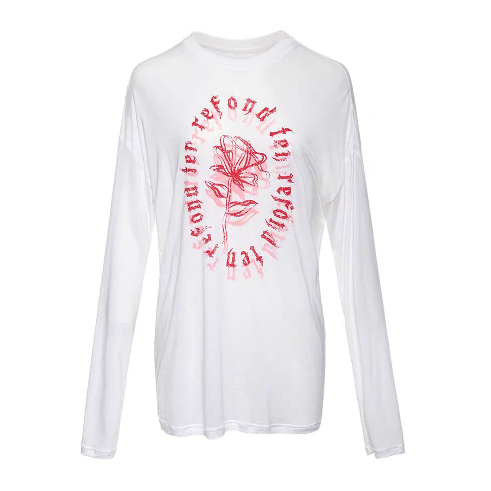 REFOUND TEN 设计师品牌 25春夏新款圆领破旧印花长袖T恤