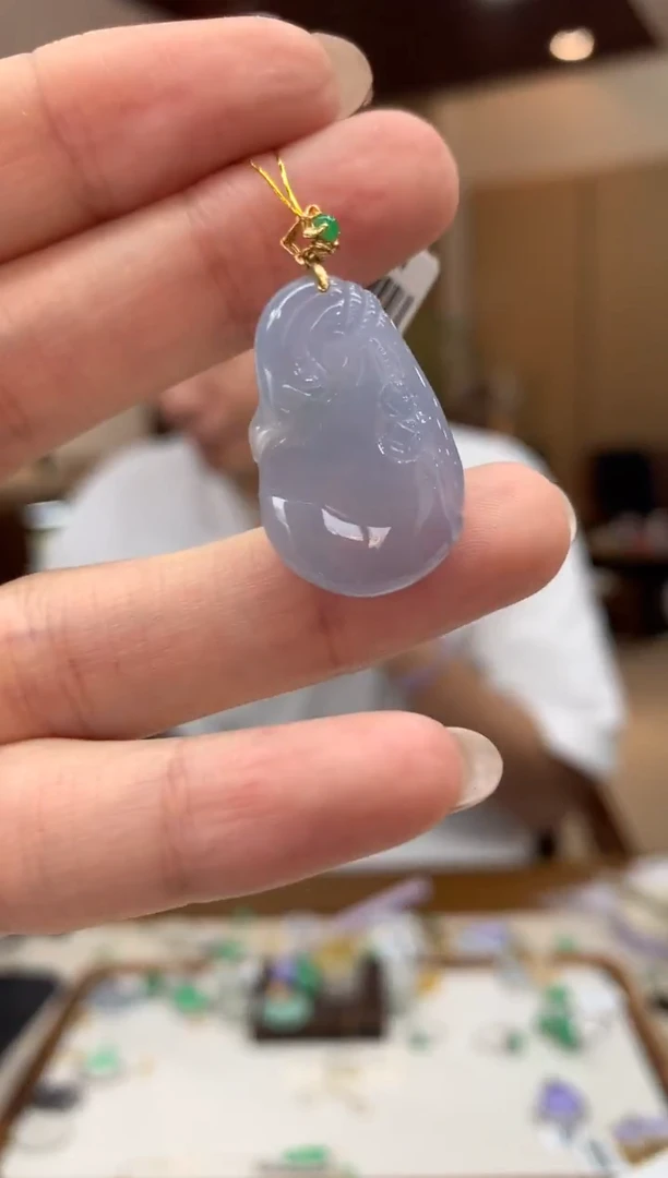 吊坠(不含链)18K金镶嵌翡翠钱袋