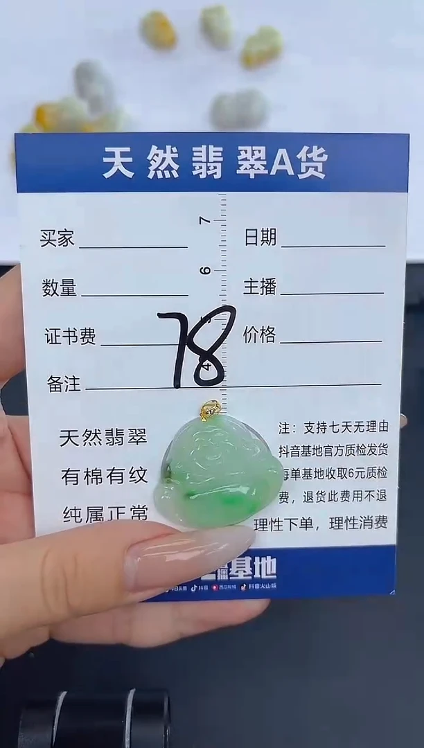 颈饰18K金镶嵌翡翠纯天然缅甸翡翠A货