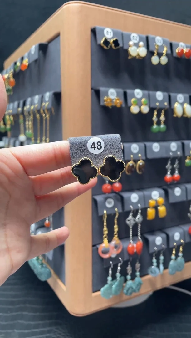 【闪购商品】玛瑙/玉髓耳钉银S925镶嵌0048