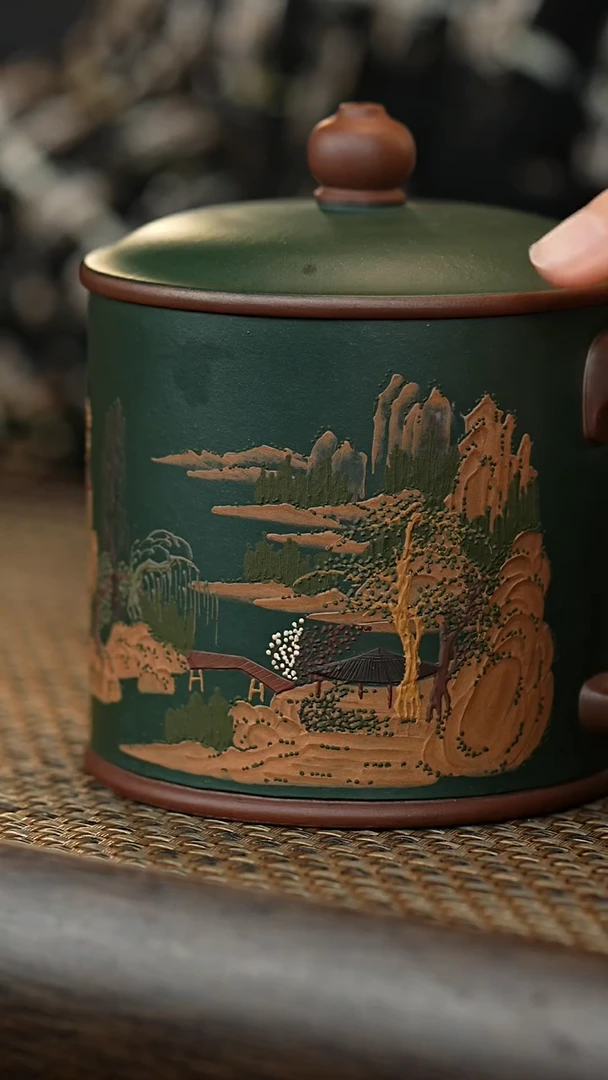 【闪购商品】紫砂茶杯粉浆春晓江南老板杯