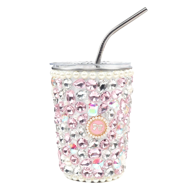 VAZSLVE/原创设计镶钻水杯女轻奢不锈钢高颜值吸管双饮咖啡保温杯