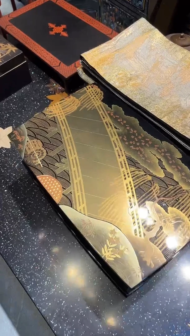 收藏级 满高肉金莳绘 双层茶台