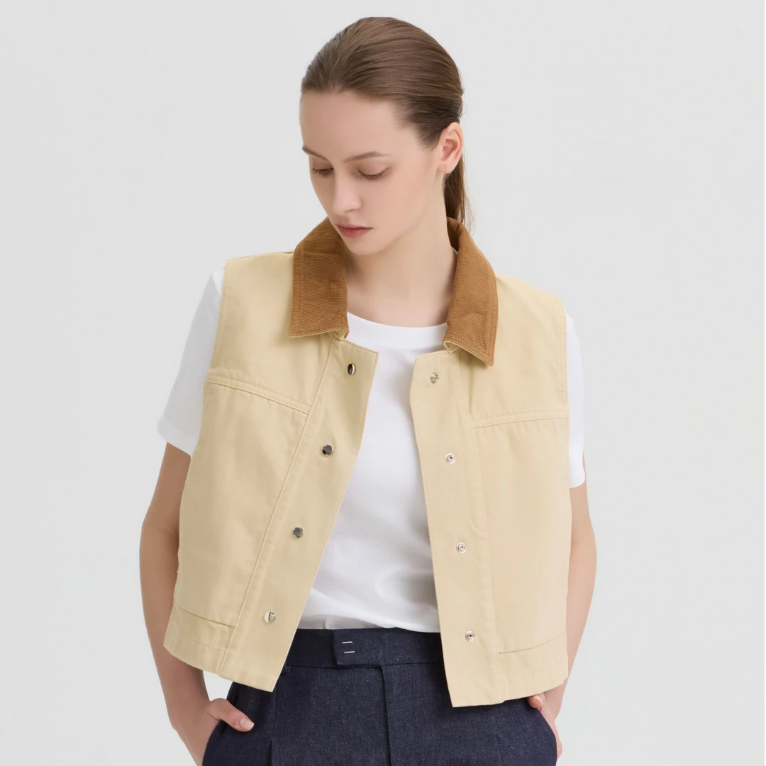 松家·1669 - 搭配神器！高支全棉重工复古拼色领箱型牛仔马甲