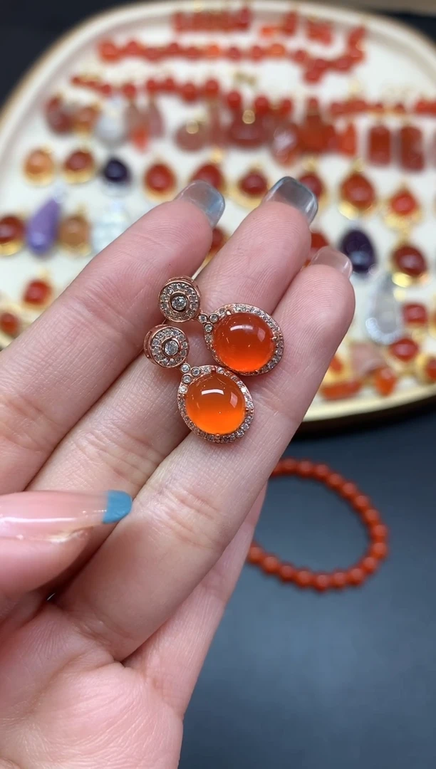 【闪购商品】南红玛瑙耳饰银S925镶嵌耳饰A59|168