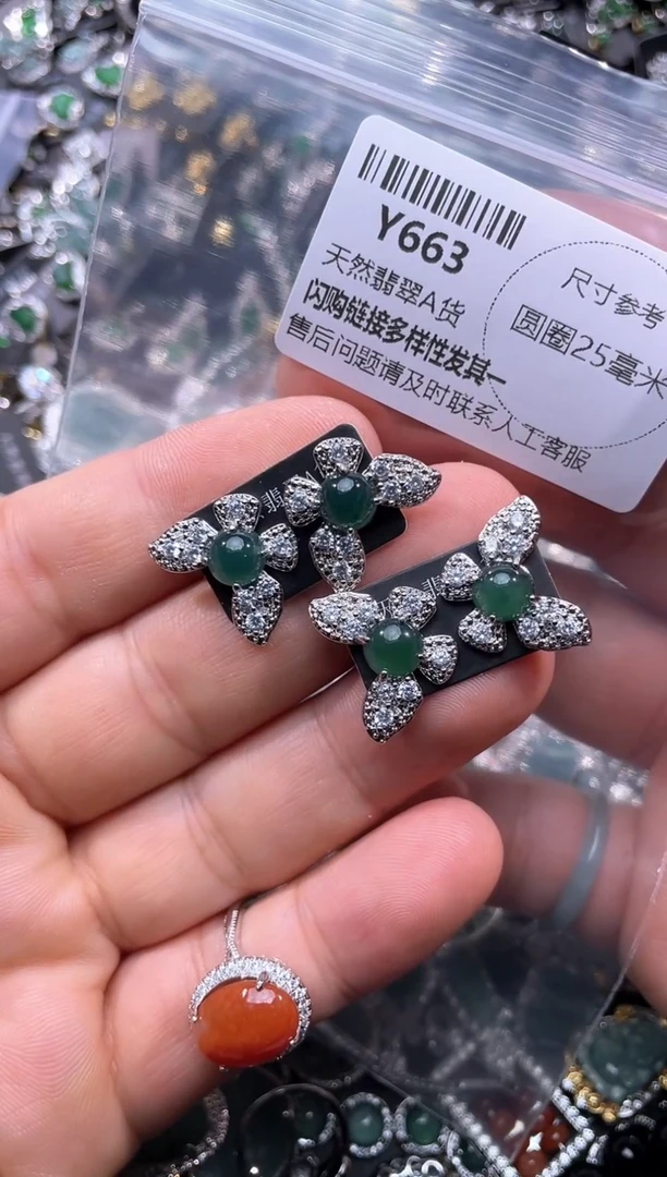 【闪购商品】翡翠颈饰未镶嵌Y663耳钉 多样性发其一