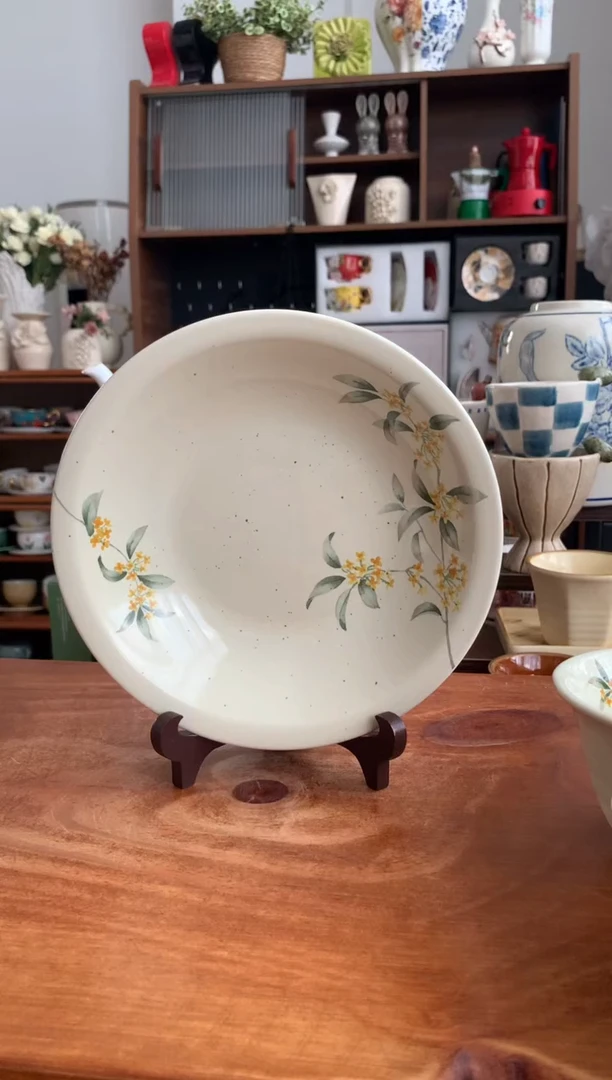 瓷金桂花8寸深盘