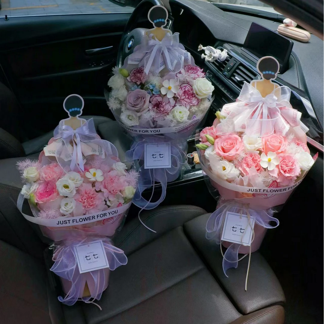 【1帮1】3包新款520婚纱一体式定型片鲜花资材批发