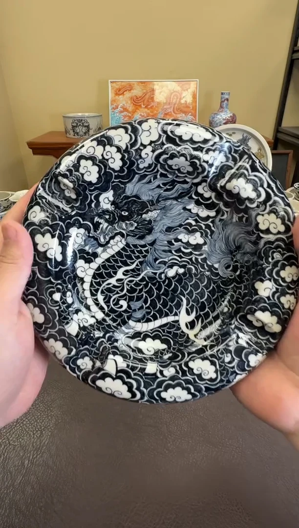 澄****尖二号釉云墨麒麟雪茄缸