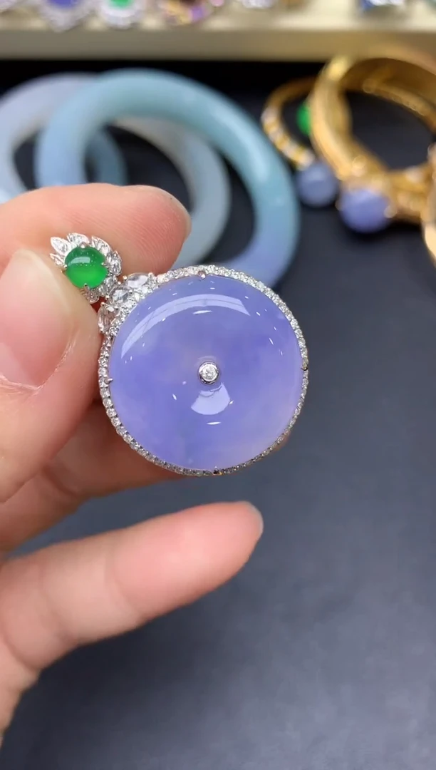 颈饰18K金镶嵌翡翠407-雪姐翡翠天天见