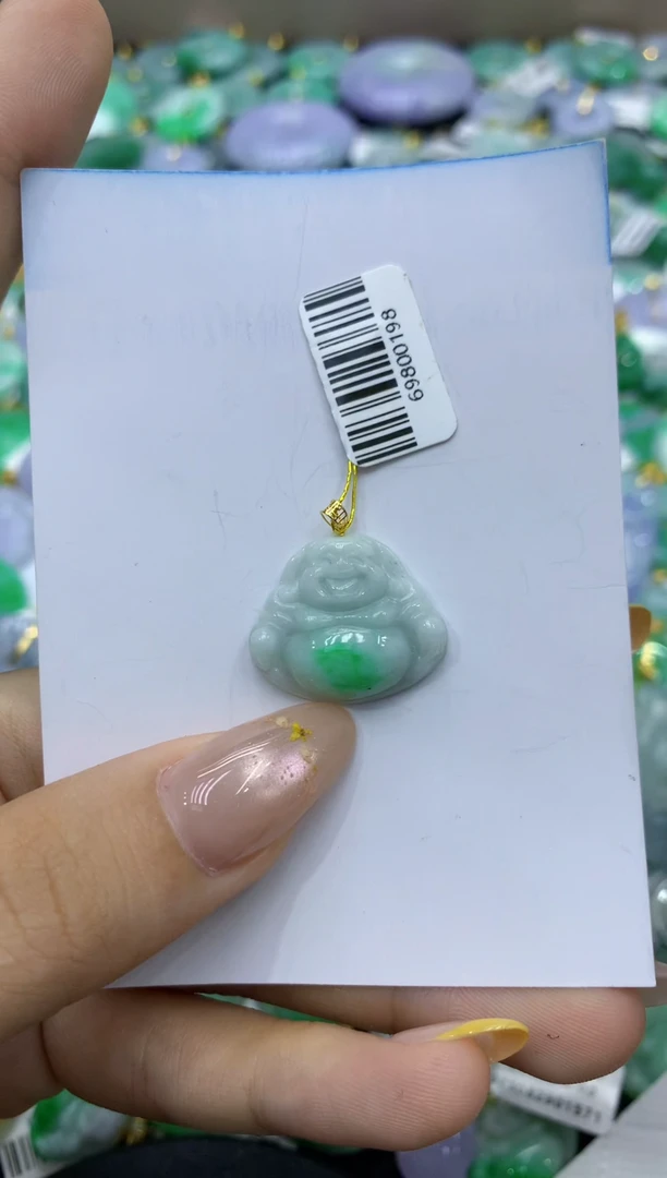 颈饰18K金镶嵌翡翠天然缅甸翡翠A货