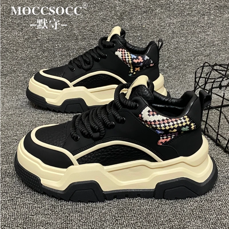 MOCCSOCC板鞋男款轻奢高级感痞帅男鞋时尚百搭休闲运动鞋厚底增高