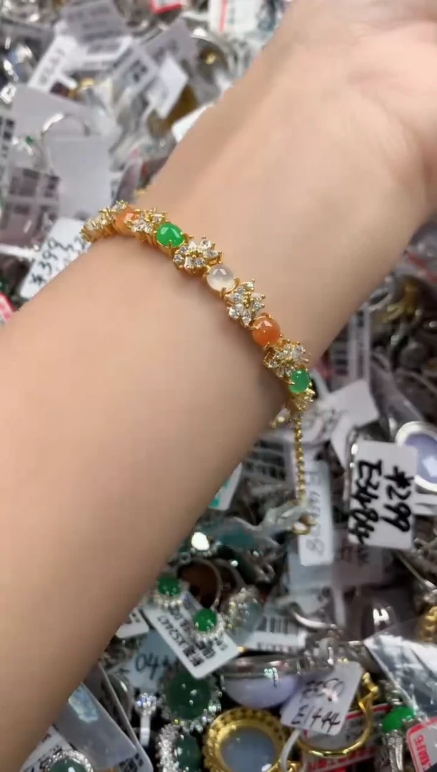 银S925镶嵌戒指翡翠666   3
