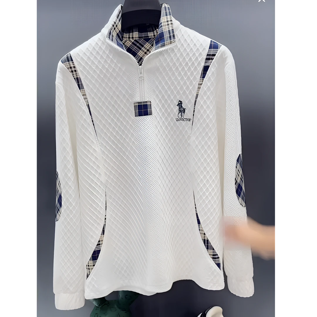 【早秋新款】轻奢新款亲肤刺绣立领卫衣男士长袖轻奢商务秋季muji风