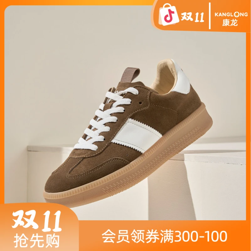 康龙男鞋2025春季情侣休闲低帮鞋欧若风复古板鞋子时尚经典德训鞋