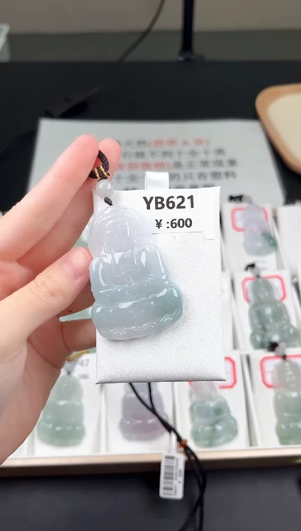 翡翠未镶嵌颈饰YB621冰飘绿观音
