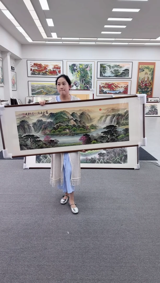 国画手绘 富水长流 172*62
