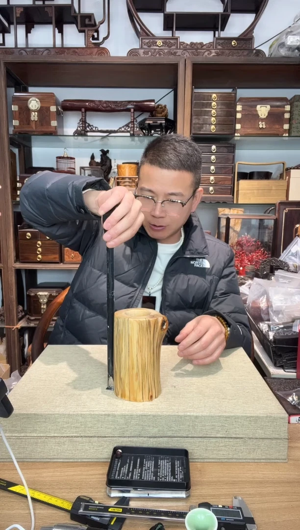 乌木类书架849崖柏整木笔筒