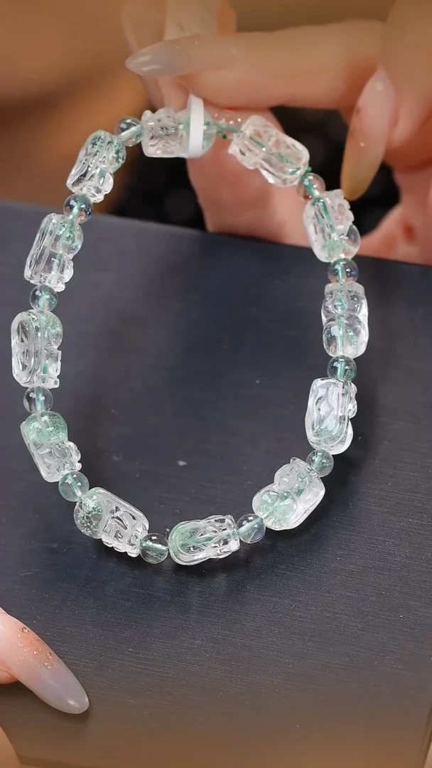 水晶手串未镶嵌翠幽灵貔貅15-20g JP50202宋