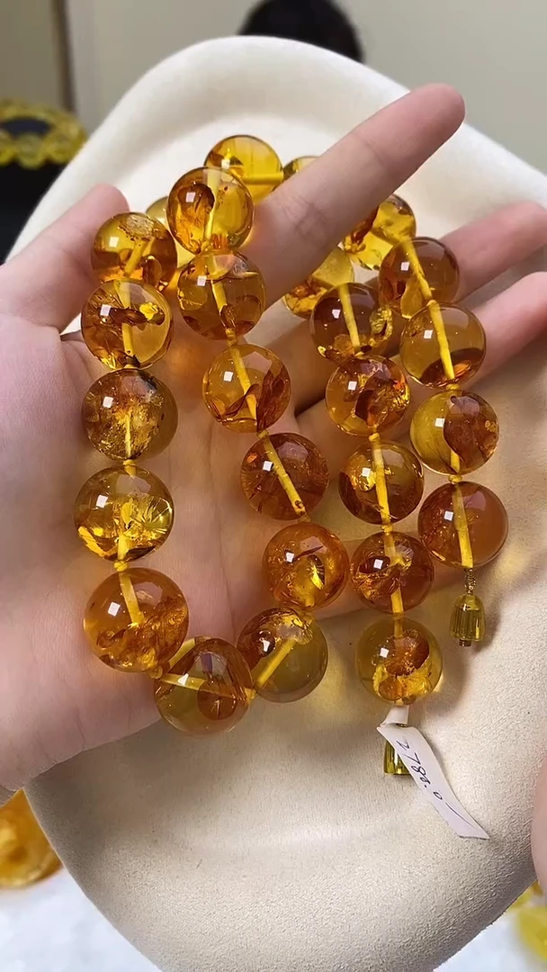 琥珀颈饰未镶嵌项链