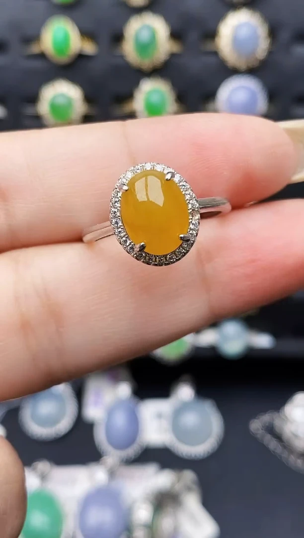 银S925镶嵌戒指翡翠0136