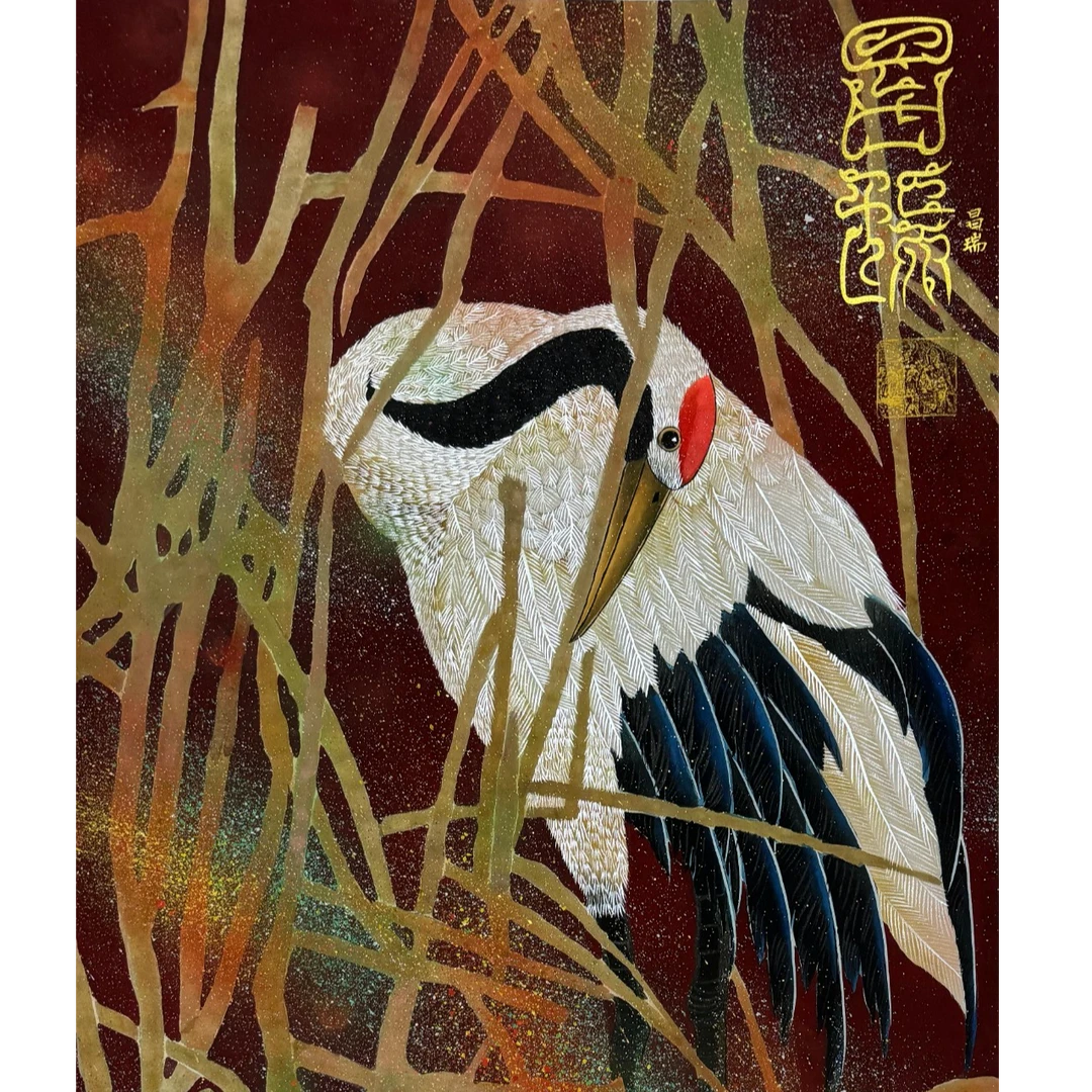 【手绘秘彩描金】意境华鸟——昌瑞- 苏瑾——手绘国画