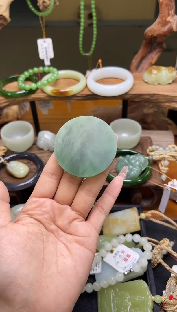 未镶嵌和田玉珠宝半成品俄料碧玉 镯心 9014509