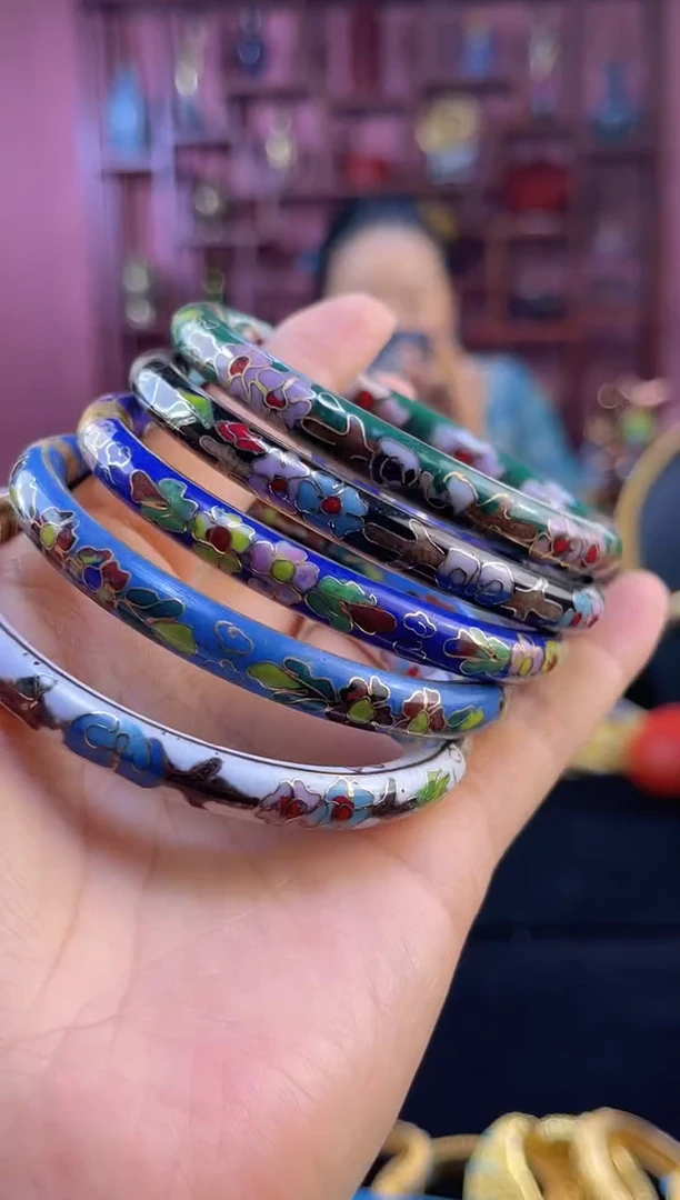 非遗 景泰蓝开口棍镯 55-60 五件套