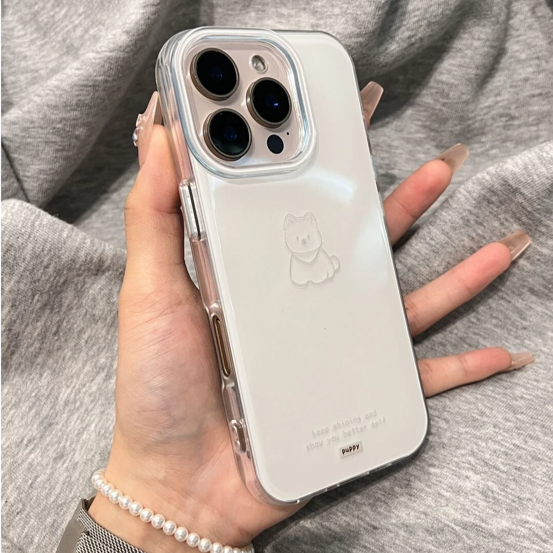 白底可爱线条西高地适用iPhone16promax手机壳苹果15新款14防摔13