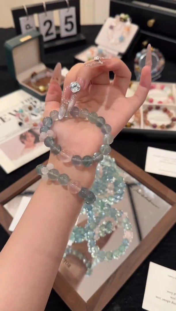 合金手链水晶绿萤石x2429