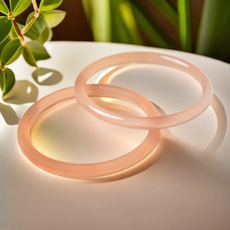 西柚粉卡6mm玛瑙手镯-圈口50-60 多样性发一条