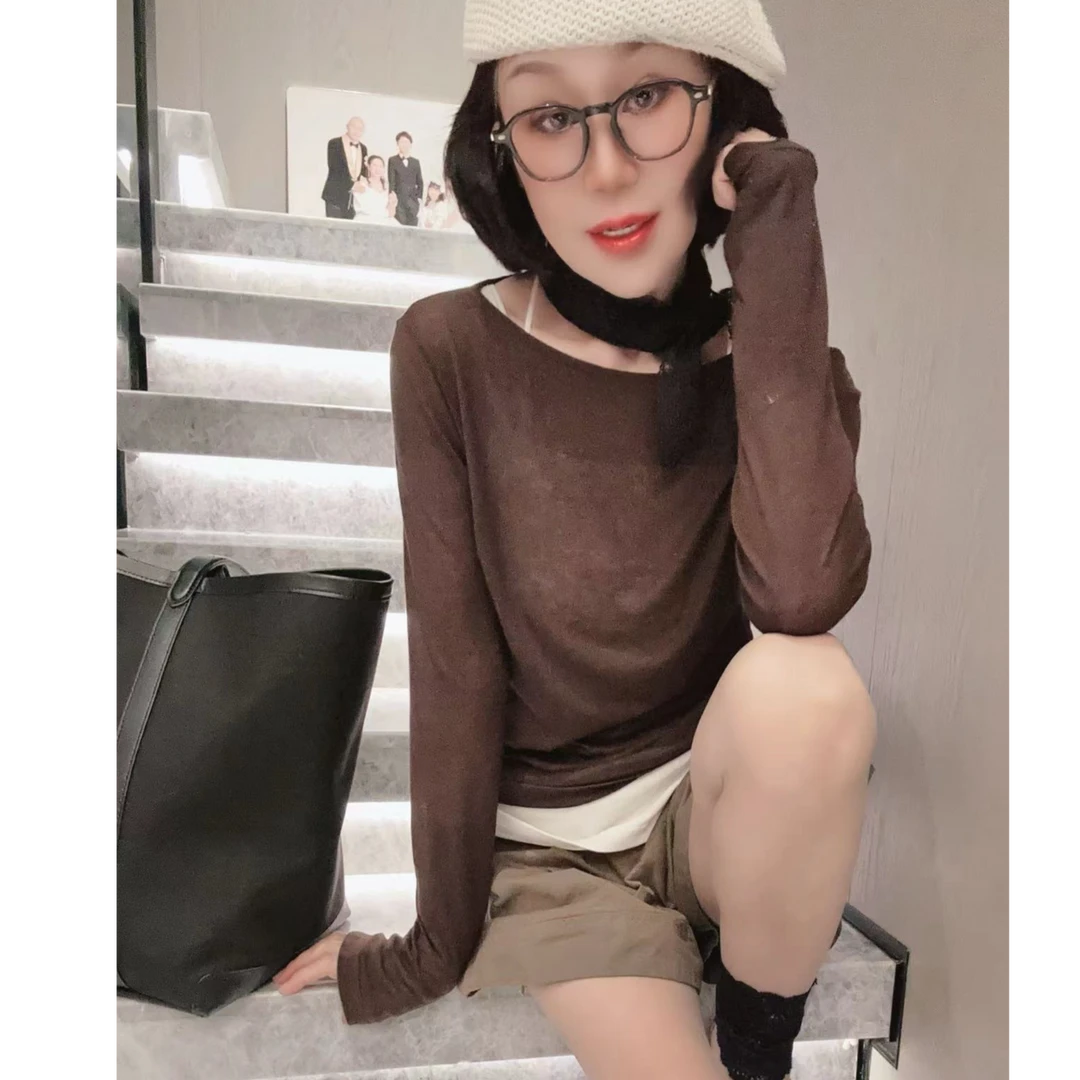 [68岁小姐姐]韩国原单•天丝圆领性感薄款防晒长袖T恤DHLB24 6002