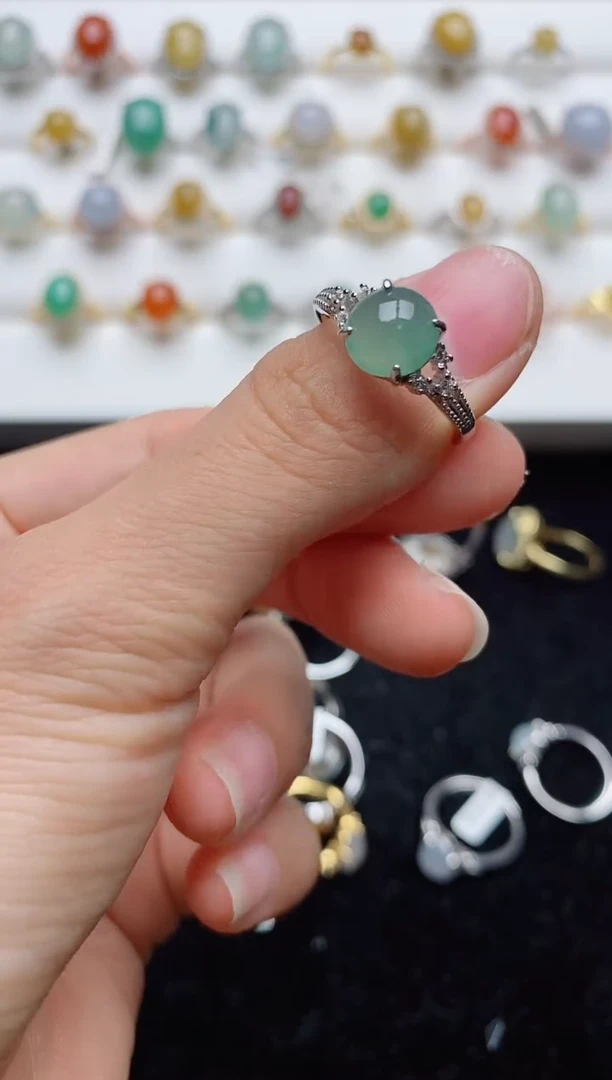 翡翠戒指银S925镶嵌.............