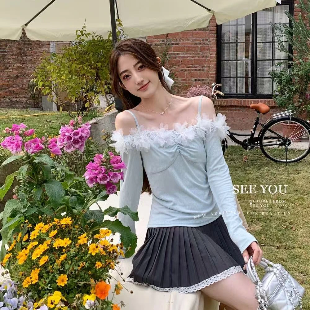 奈美家 SEEYOU“温柔开场”出片UP~千金清冷感贵系衣服长袖上衣女