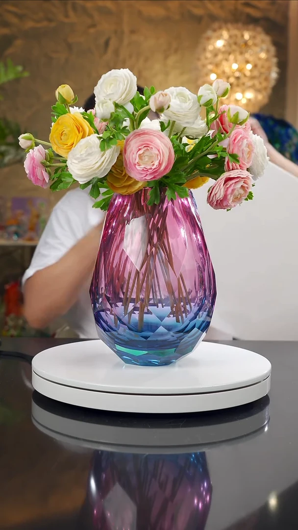 摆件福利金红蓝切面花瓶