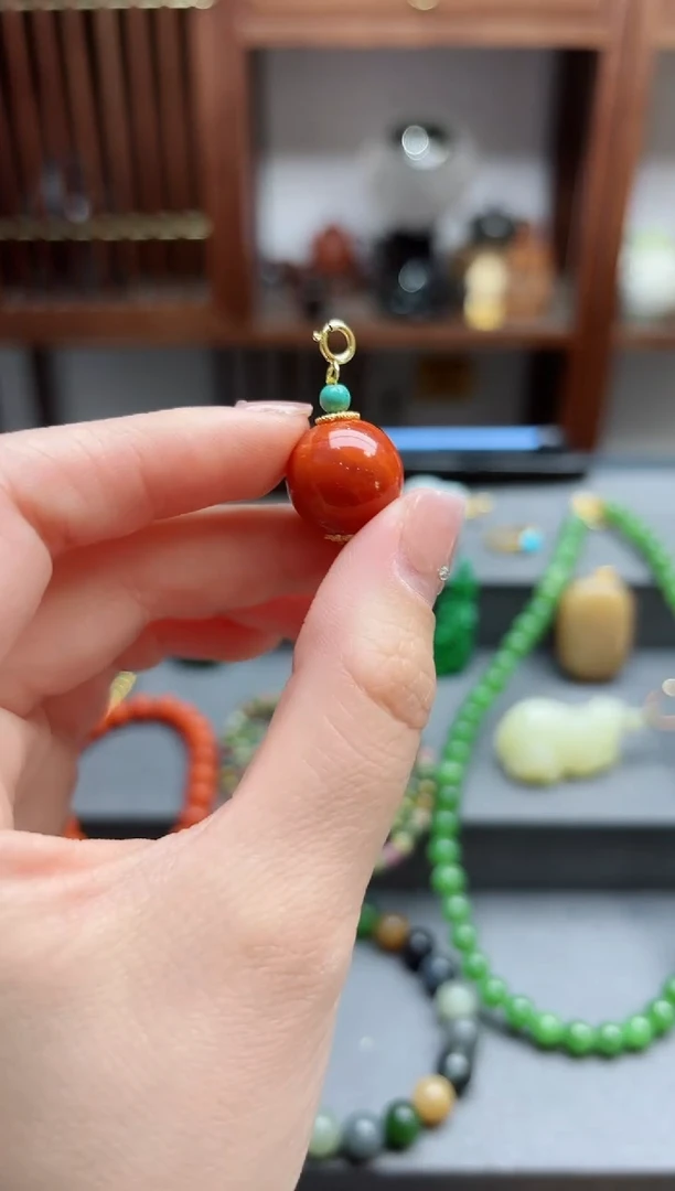 【闪购商品】南红玛瑙吊坠未镶嵌南红单珠吊坠 DN赠链多样性发其一