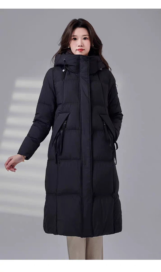 高端羽绒服女冬季中长款2024新款时尚洋气加厚保暖过膝白鸭绒外套