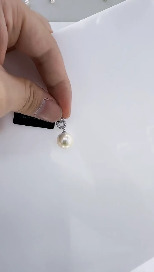 银S925镶嵌淡水珍珠DA曼塔珍珠吊坠12-13 a918