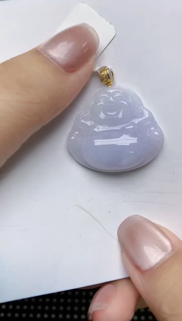 翡翠18K金镶嵌颈饰天然缅甸A货翡翠